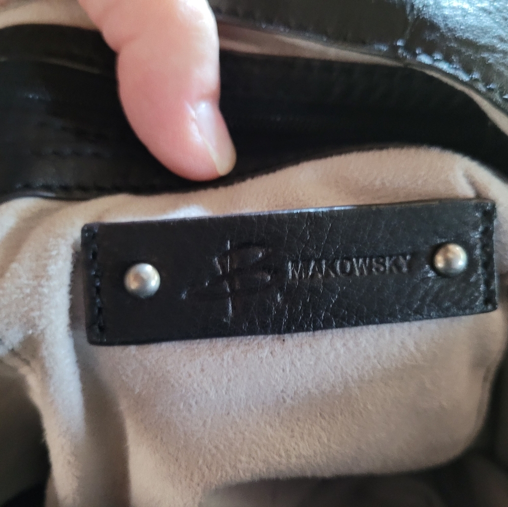 B. Makowsky Leather Satchel in Black - Picture 5 of 10
